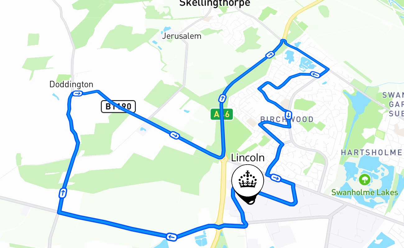 Lincoln 驾考路线 #2411 地图 - ENG 英国