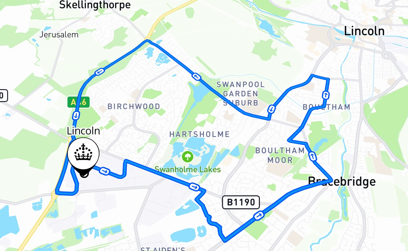 Lincoln 驾考路线 #2412 地图 - ENG 英国