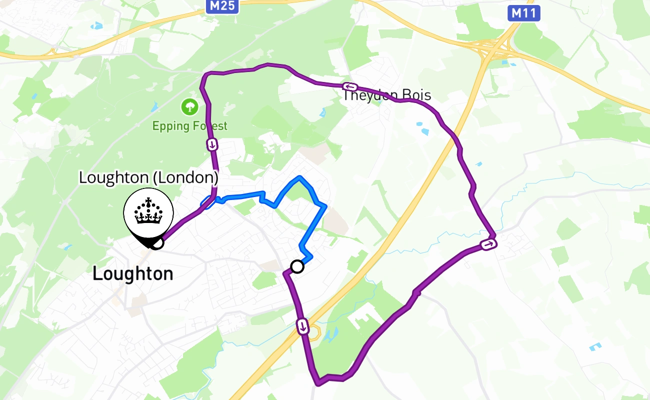 Loughton (London) 驾考路线 #486 地图 - ENG 英国