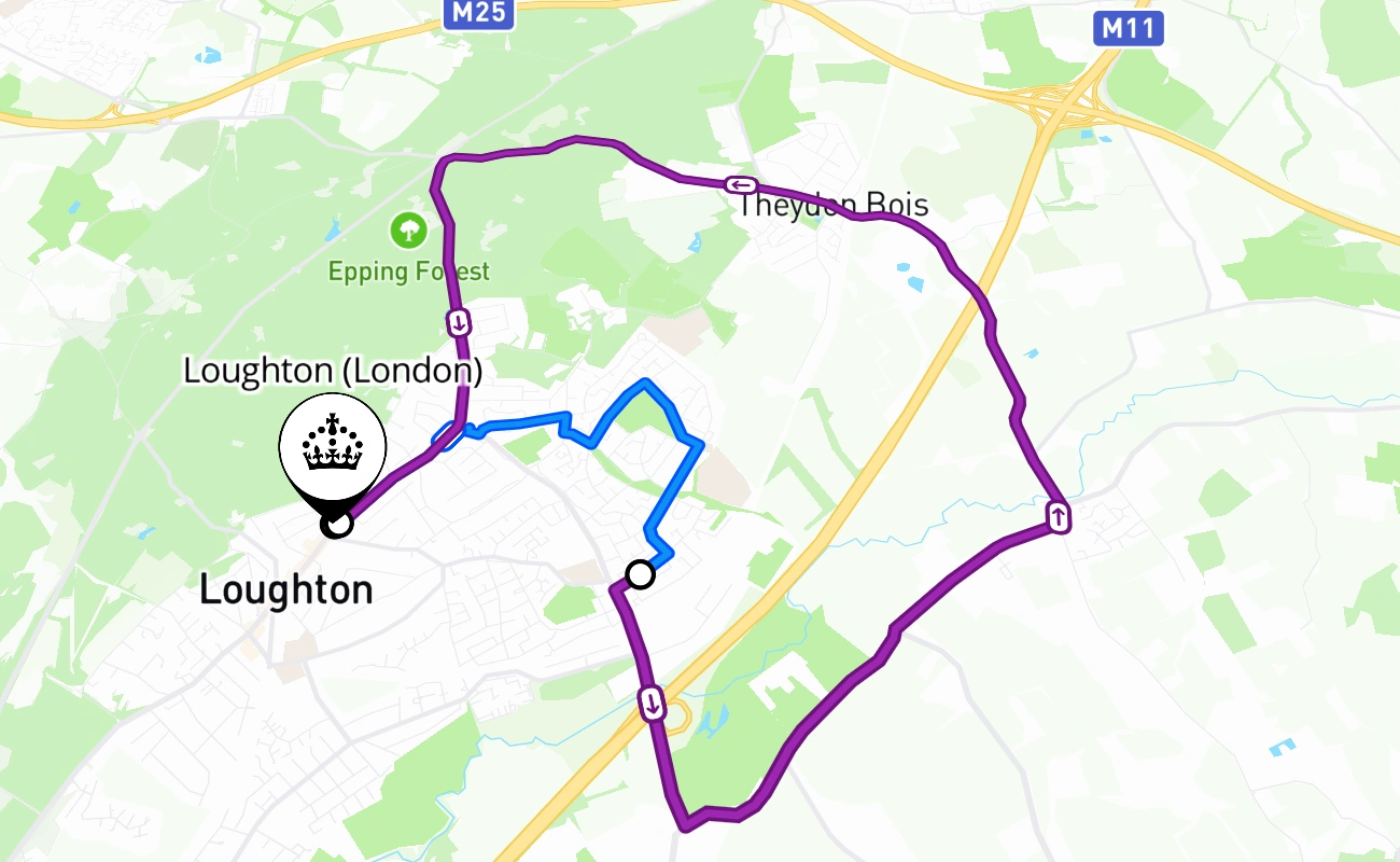 Loughton (London) 驾考路线 #486 地图 - ENG 英国