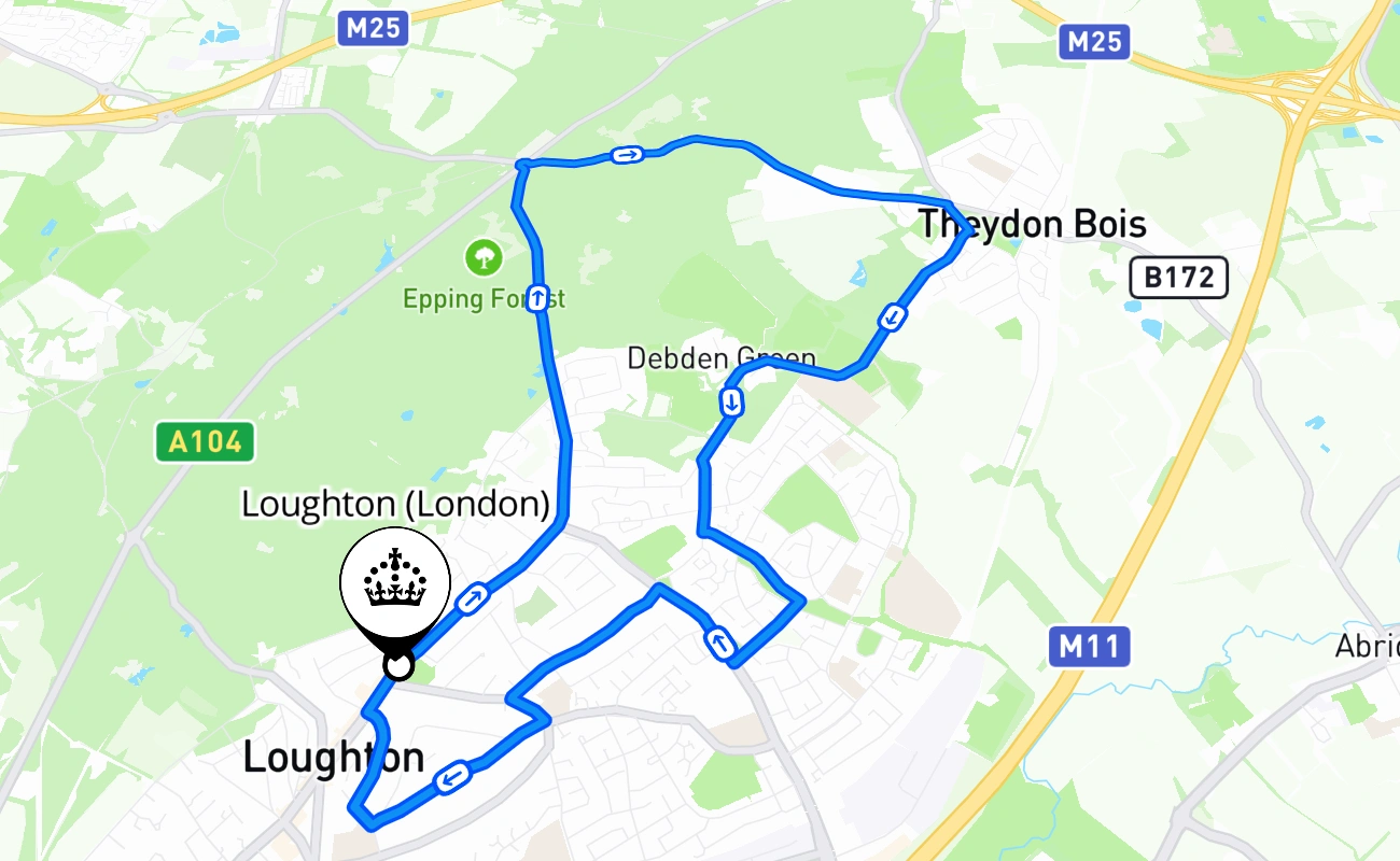 Loughton (London) 驾考路线 #2466 地图 - ENG 英国