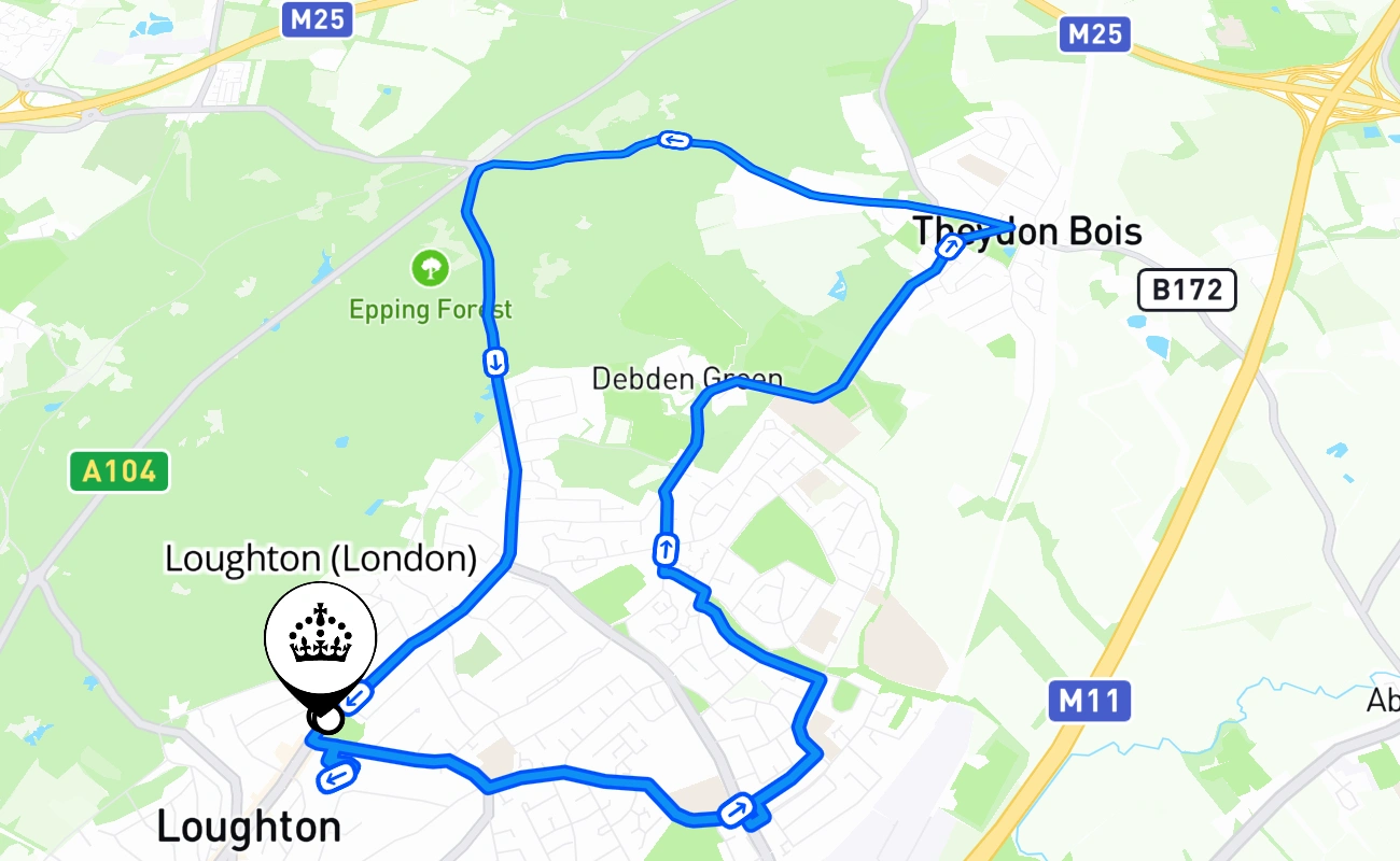 Loughton (London) 驾考路线 #2467 地图 - ENG 英国
