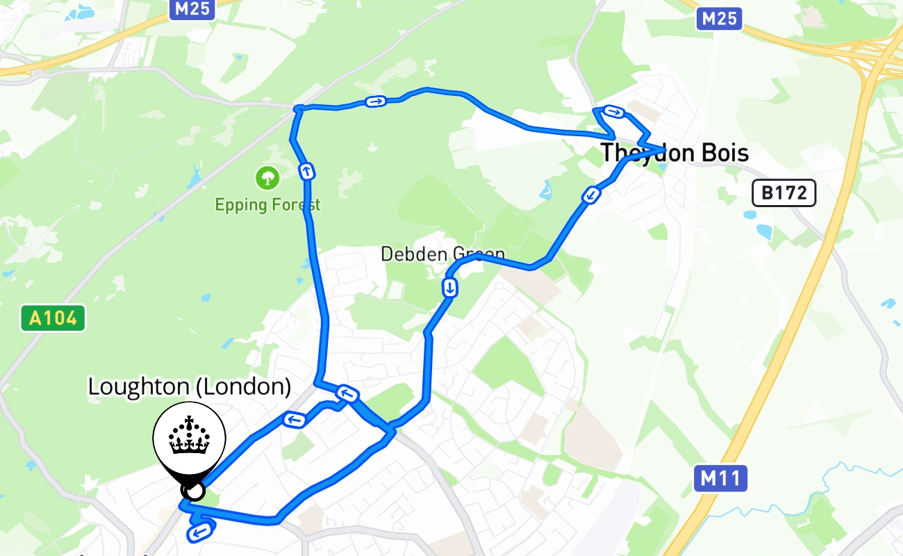 Loughton (London) 驾考路线 #2468 地图 - ENG 英国