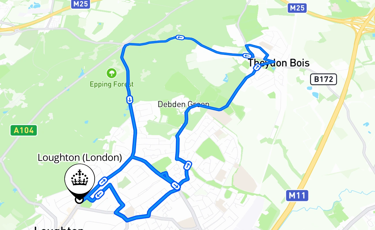 Loughton (London) 驾考路线 #2469 地图 - ENG 英国