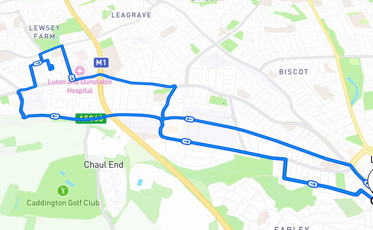 Luton 驾考路线 #2639 地图 - ENG 英国