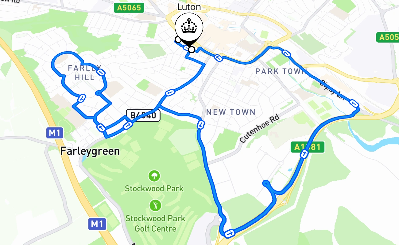 Luton 驾考路线 #2640 地图 - ENG 英国