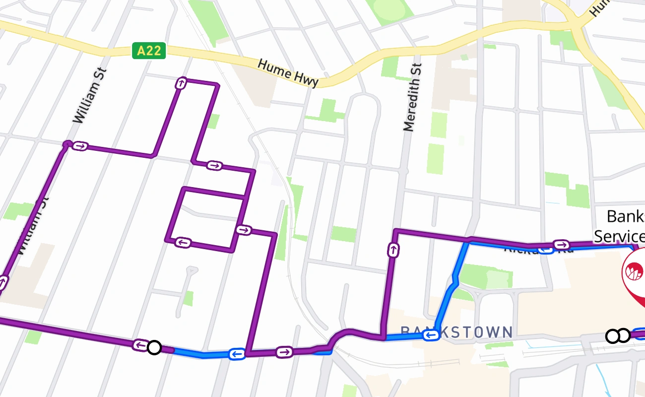 Bankstown Service Centre 驾考路线 #2761 地图 - NSW 澳大利亚