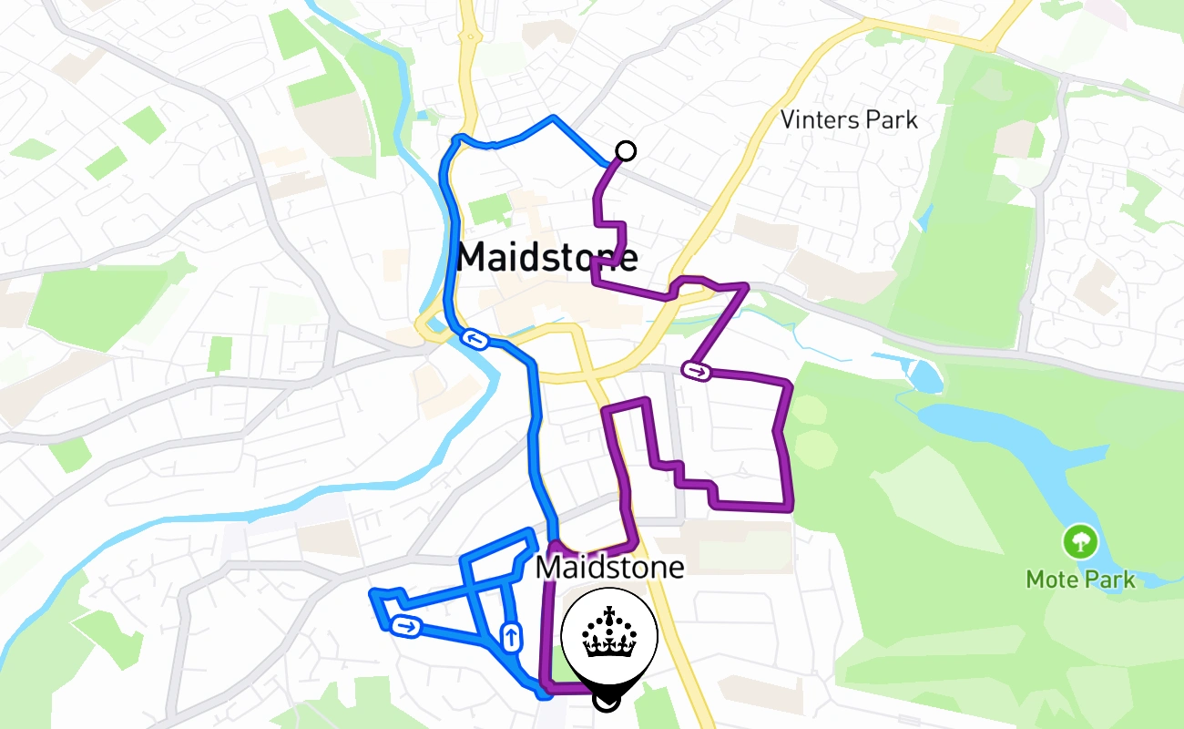 Maidstone driving test route #712 map - ENG United Kingdom