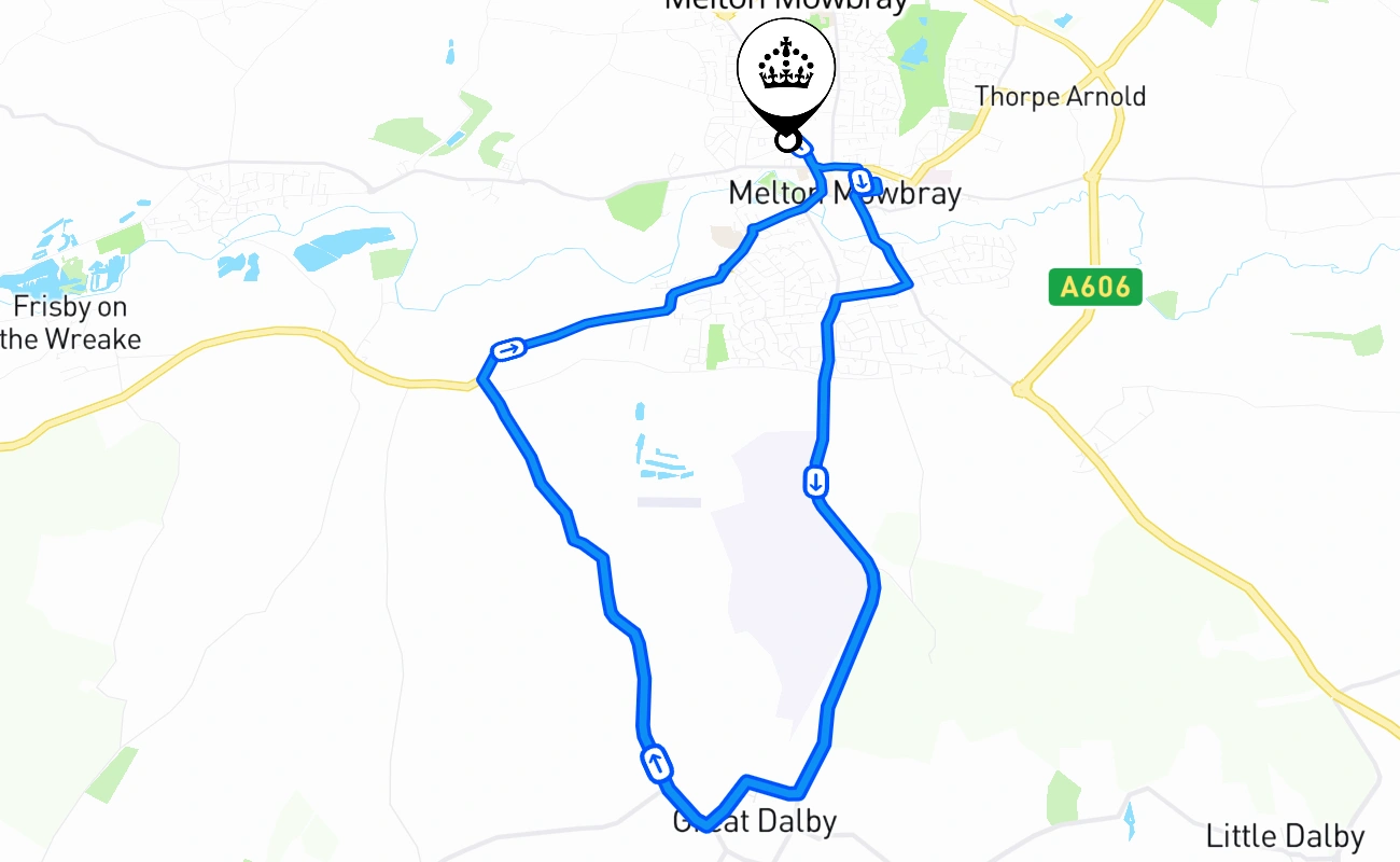 Melton Mowbray driving test route #2444 map - ENG United Kingdom