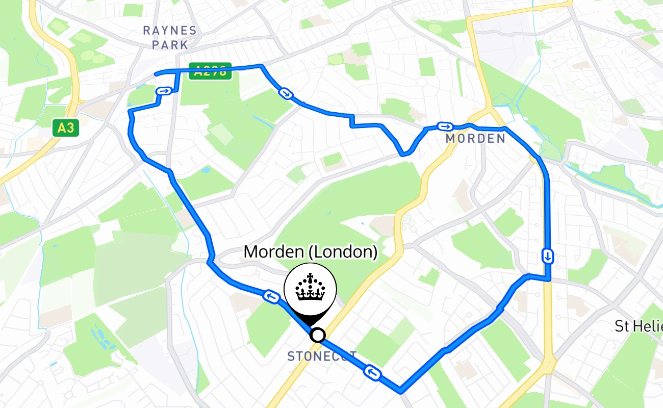 Morden (London) 驾考路线 #430 地图 - ENG 英国