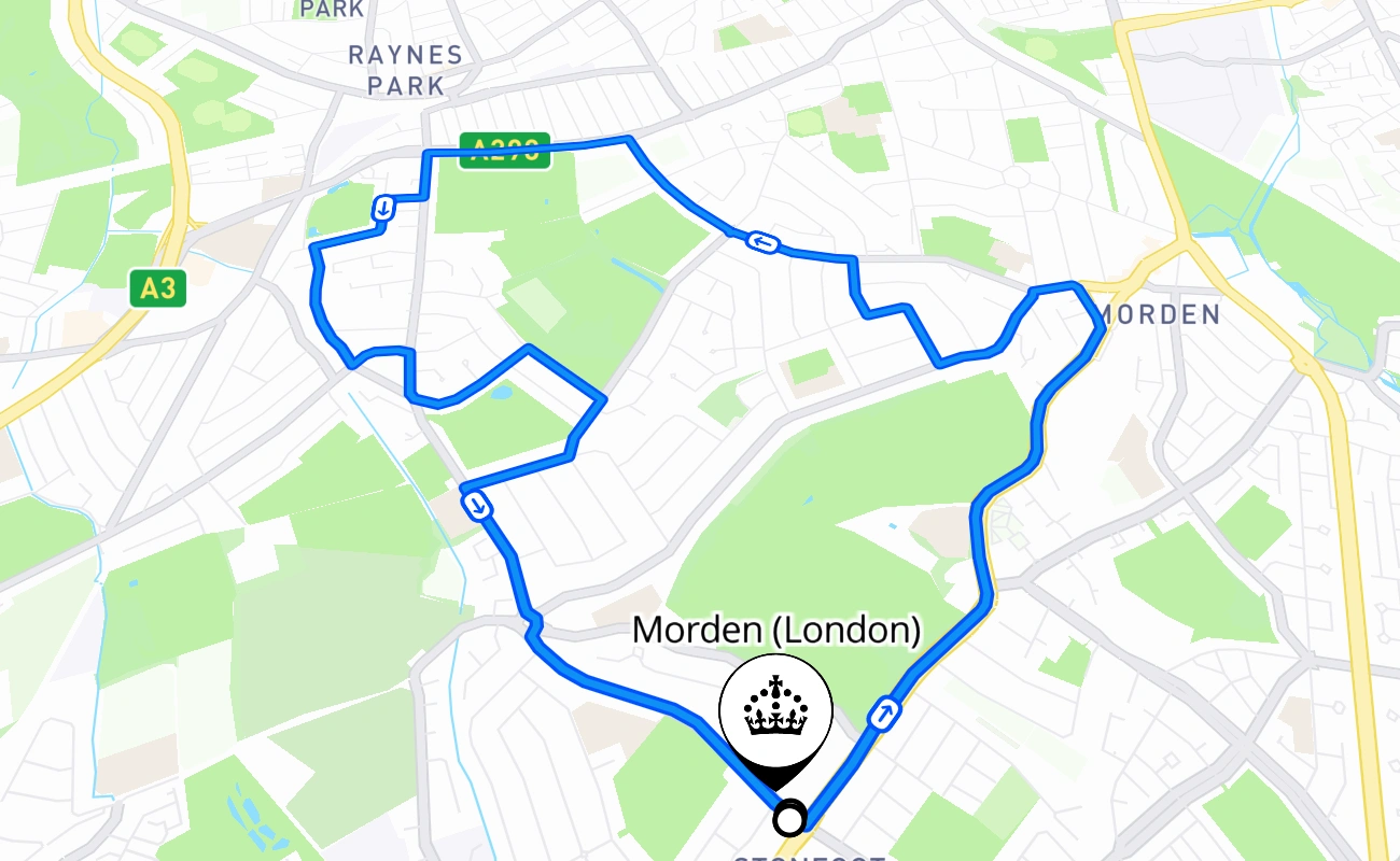 Morden (London) 驾考路线 #432 地图 - ENG 英国