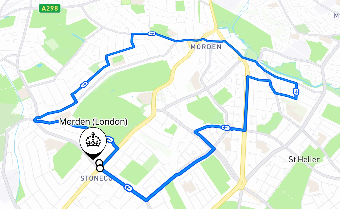 Morden (London) 驾考路线 #433 地图 - ENG 英国