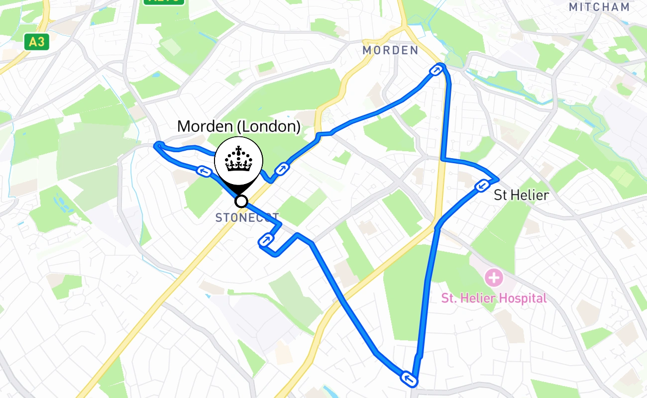 Morden (London) 驾考路线 #435 地图 - ENG 英国
