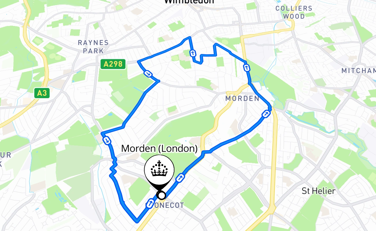 Morden (London) 驾考路线 #436 地图 - ENG 英国