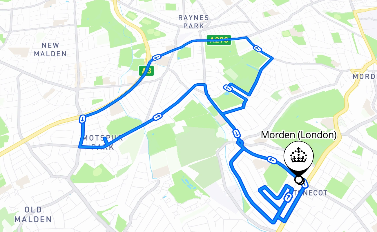 Morden (London) 驾考路线 #437 地图 - ENG 英国