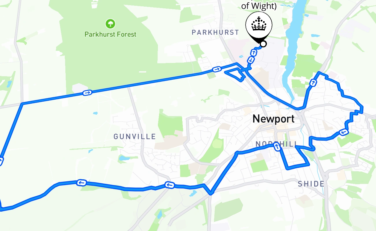 Newport (Isle of Wight) 驾考路线 #2638 地图 - ENG 英国