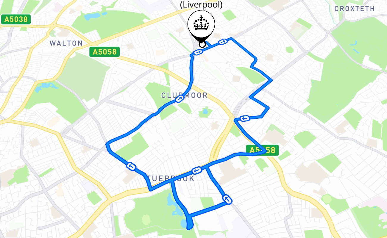 Norris Green (Liverpool) driving test route #972 map - ENG United Kingdom