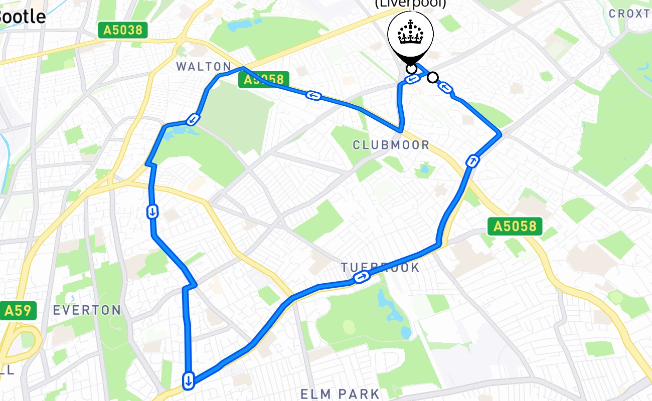 Norris Green (Liverpool) driving test route #984 map - ENG United Kingdom