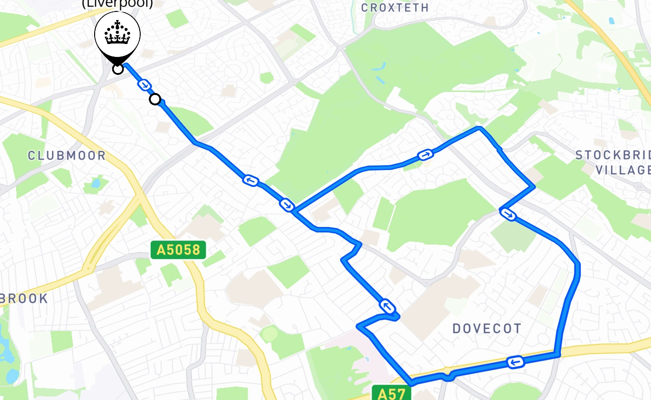 Norris Green (Liverpool) driving test route #991 map - ENG United Kingdom