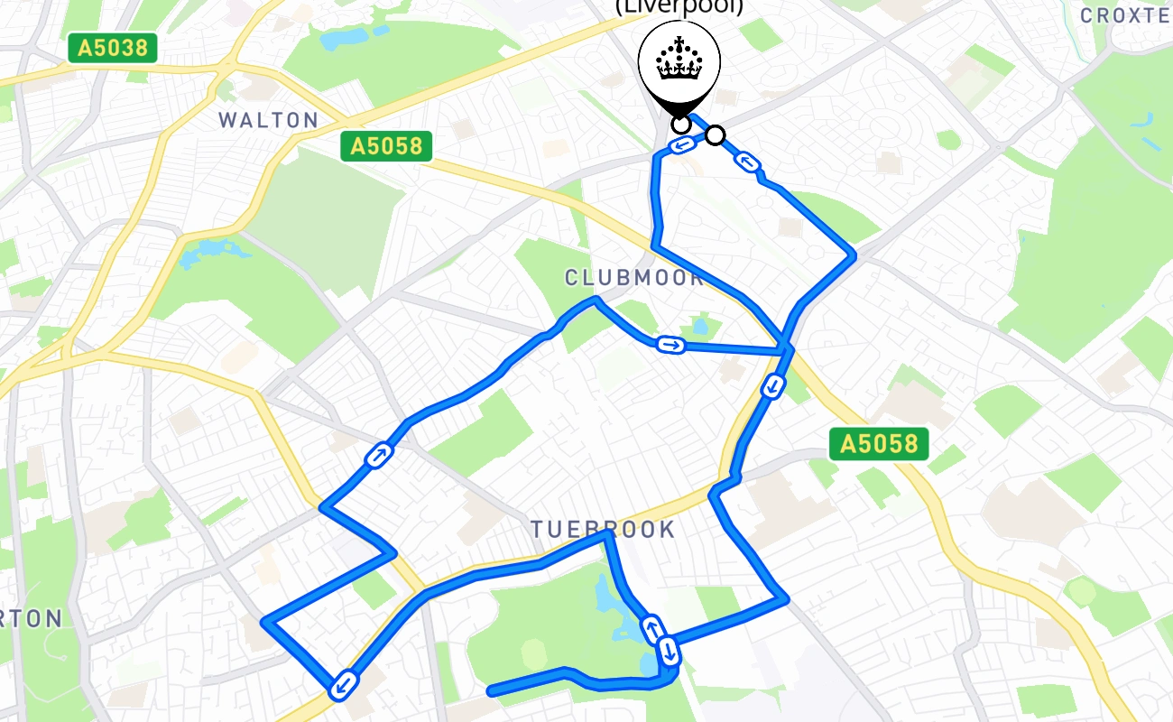 Norris Green (Liverpool) driving test route #994 map - ENG United Kingdom