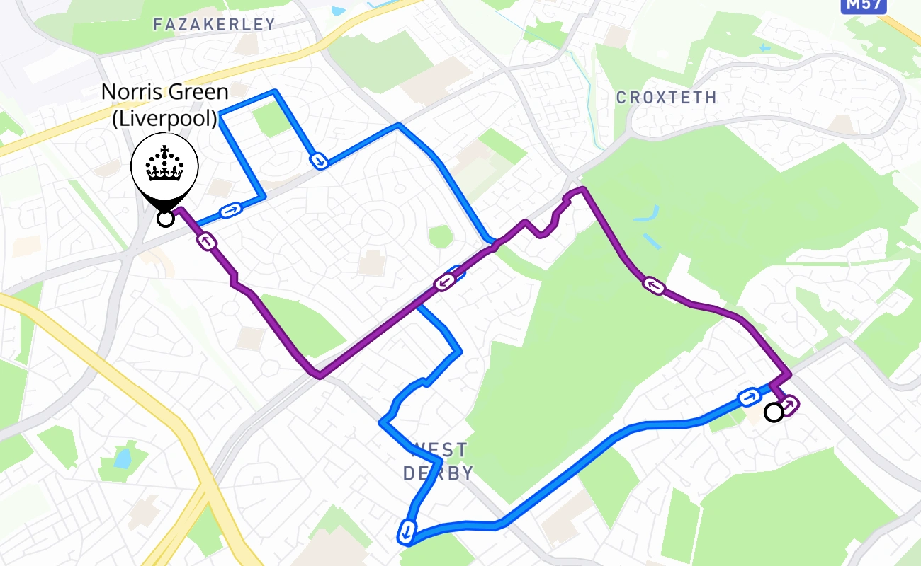 Norris Green (Liverpool) driving test route #2662 map - ENG United Kingdom