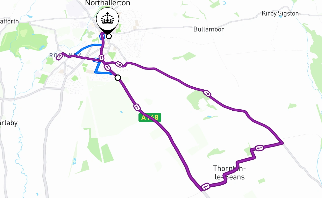Northallerton 驾考路线 #2393 地图 - ENG 英国