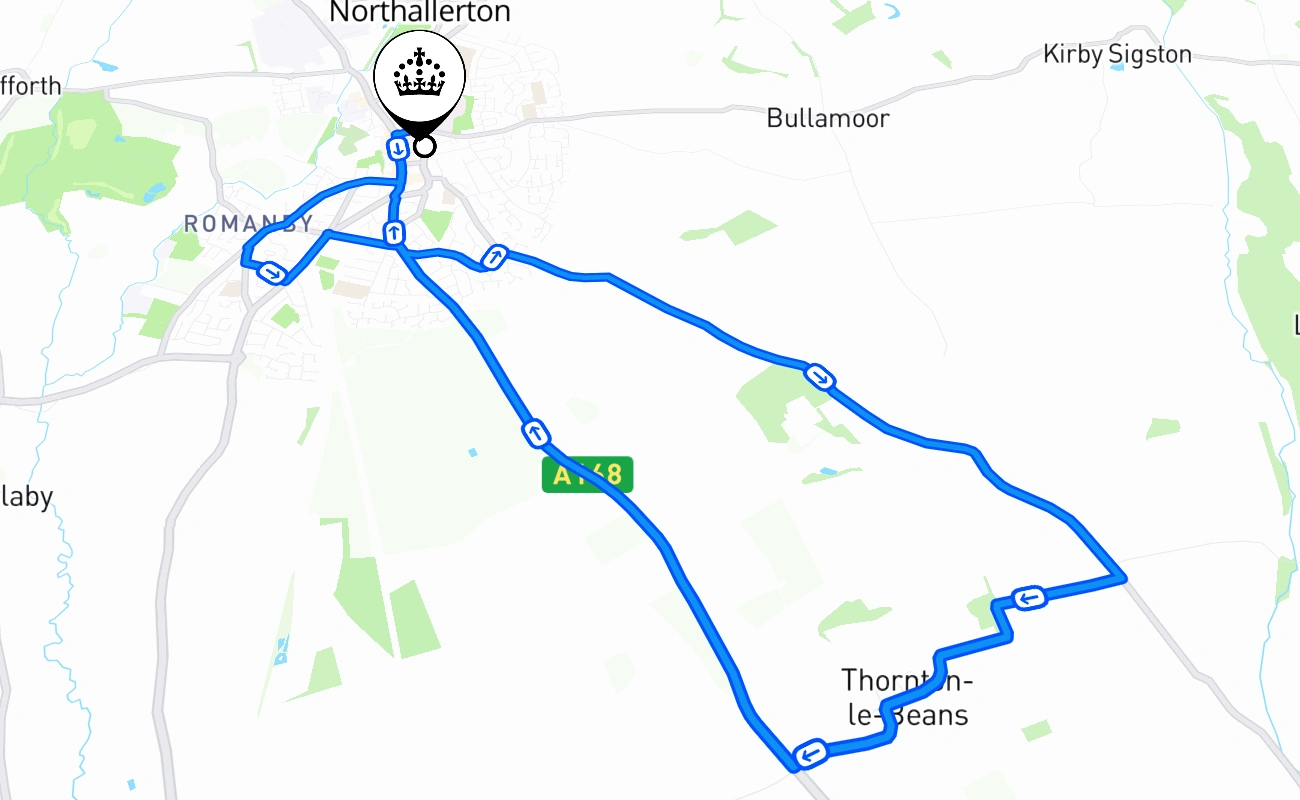 Northallerton 驾考路线 #2394 地图 - ENG 英国