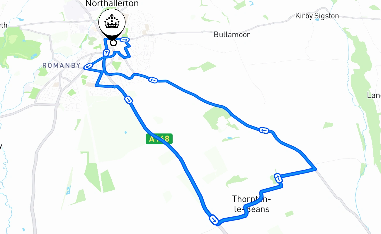 Northallerton 驾考路线 #2396 地图 - ENG 英国