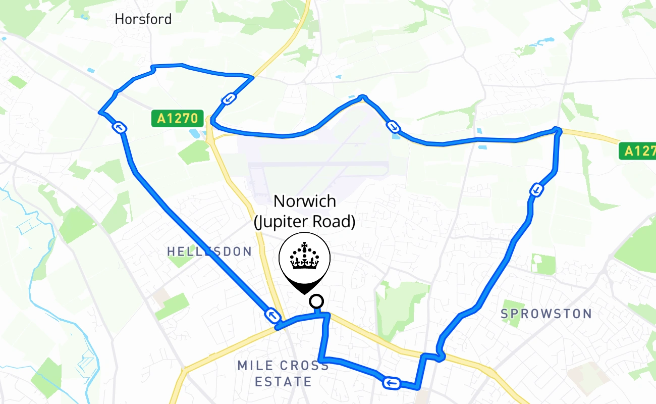 Norwich (Jupiter Road) 驾考路线 #2328 地图 - ENG 英国