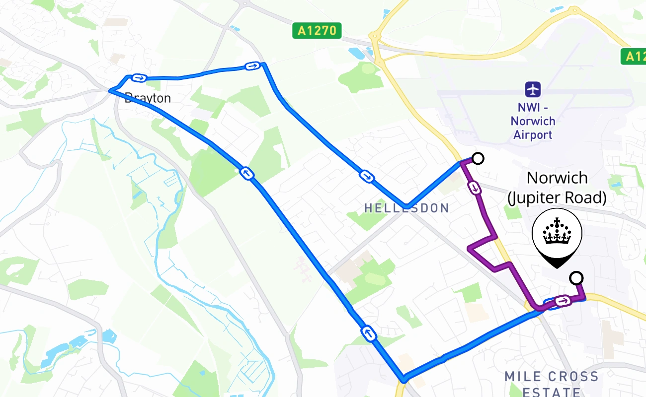 Norwich (Jupiter Road) 驾考路线 #2333 地图 - ENG 英国