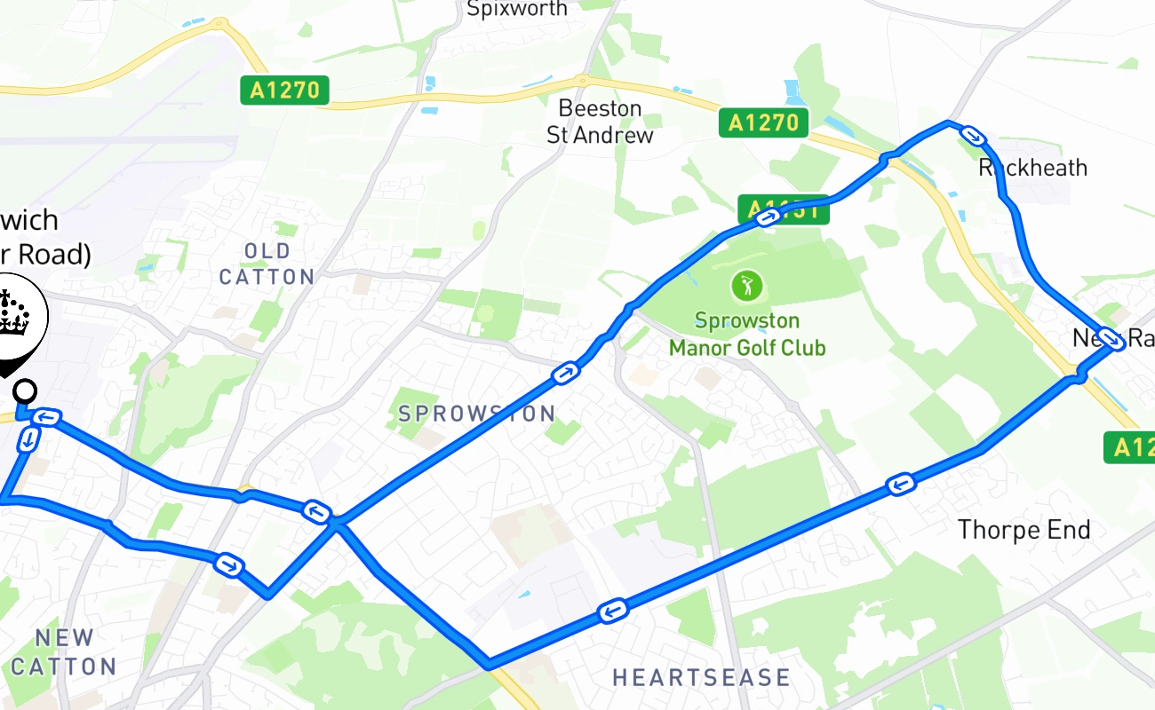Norwich (Jupiter Road) 驾考路线 #2334 地图 - ENG 英国
