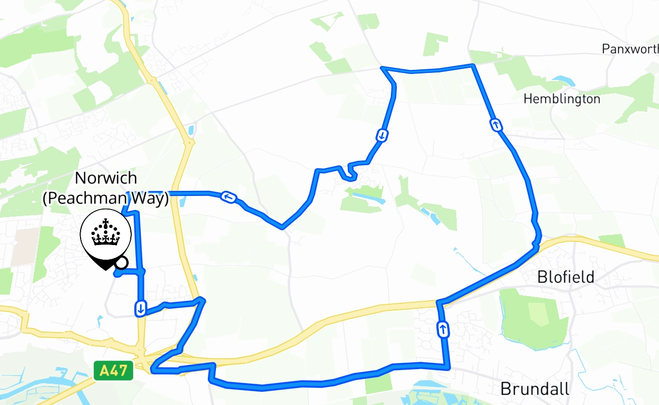 Norwich (Peachman Way) 驾考路线 #1999 地图 - ENG 英国