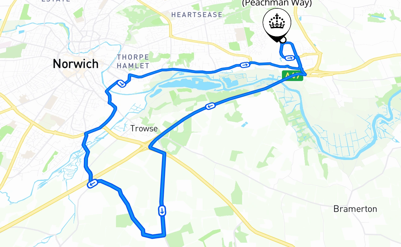 Norwich (Peachman Way) 驾考路线 #2000 地图 - ENG 英国