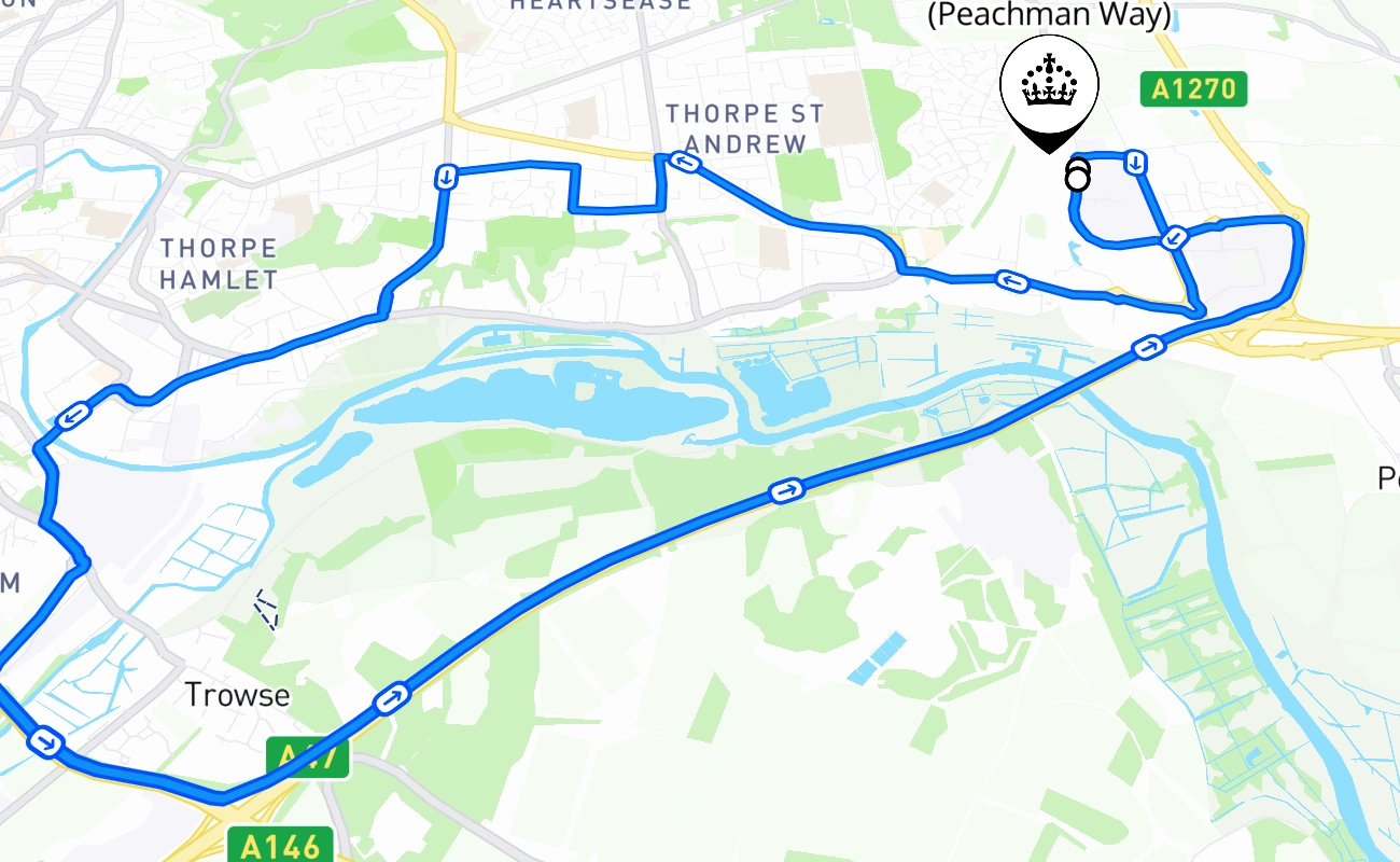 Norwich (Peachman Way) 驾考路线 #2004 地图 - ENG 英国