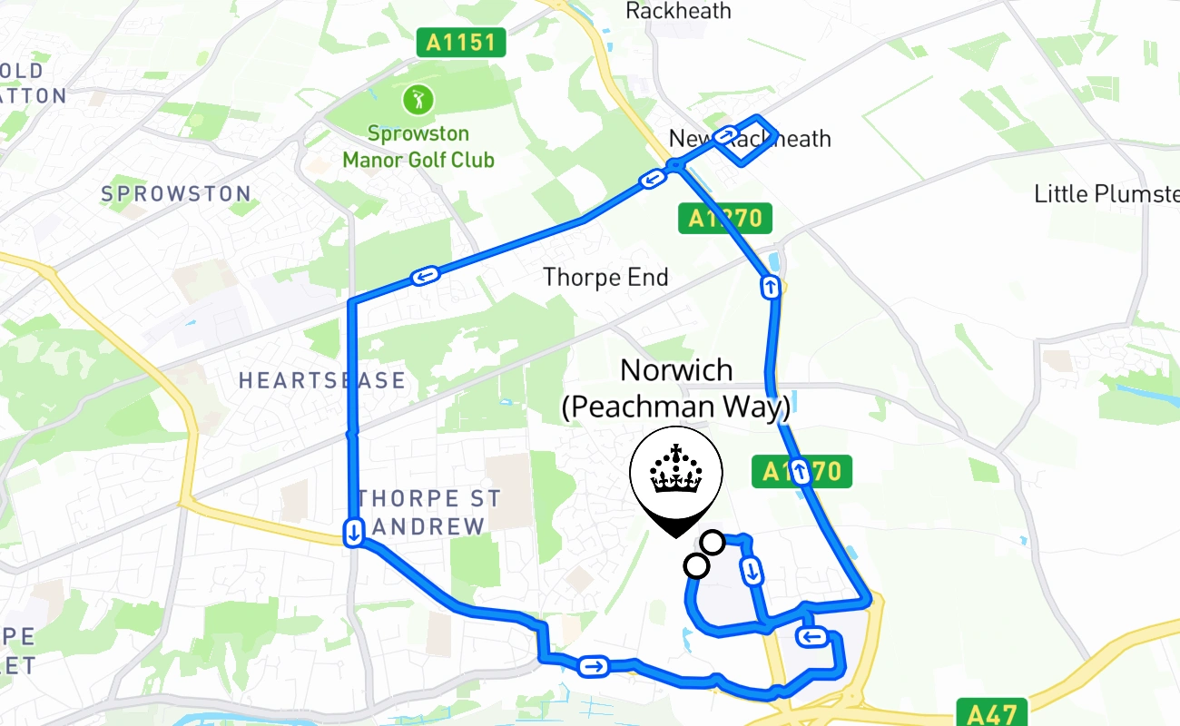 Norwich (Peachman Way) 驾考路线 #2006 地图 - ENG 英国