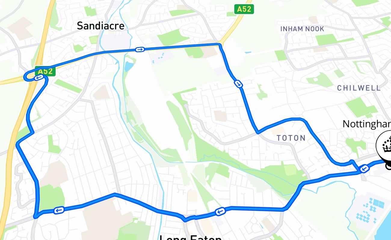 Nottingham (Chilwell) 驾考路线 #700 地图 - ENG 英国
