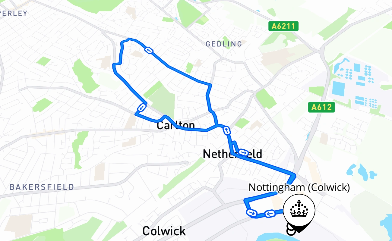 Nottingham (Colwick) 驾考路线 #999 地图 - ENG 英国