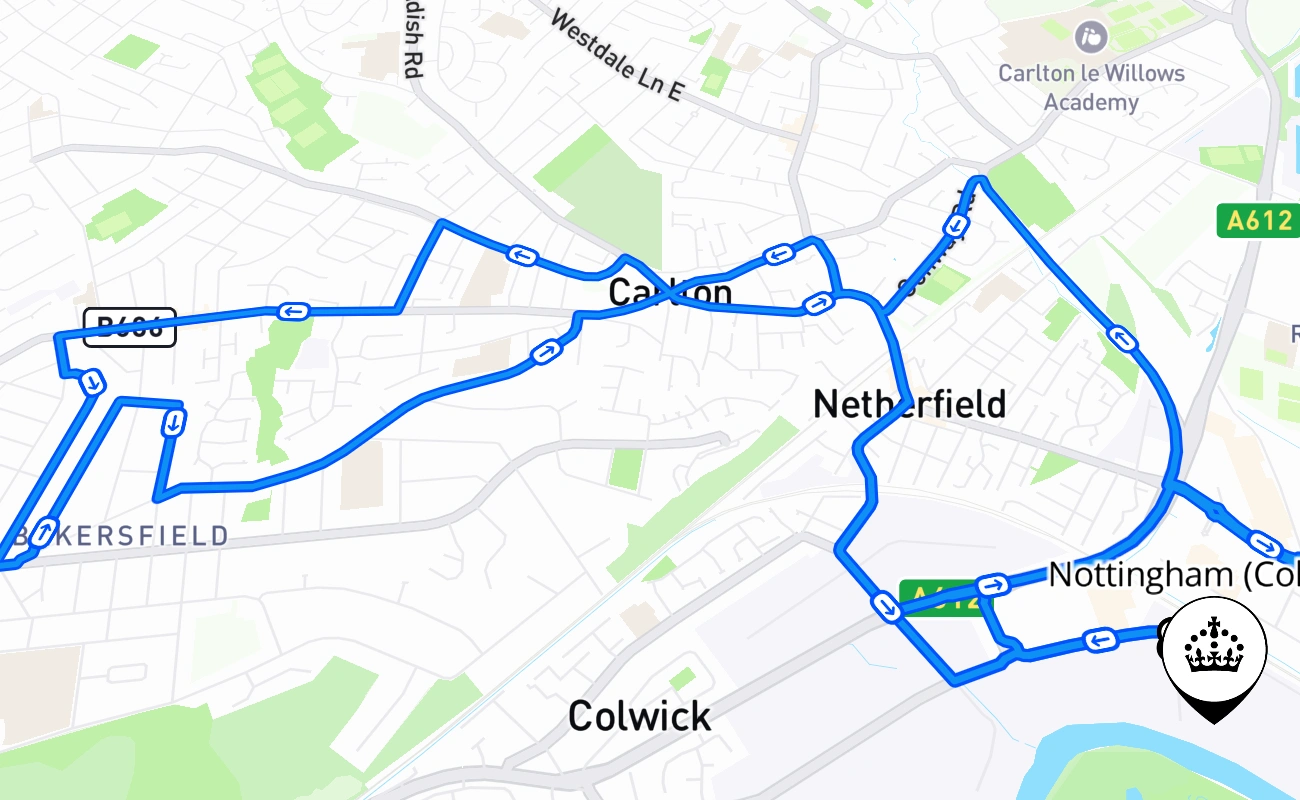 Nottingham (Colwick) 驾考路线 #1003 地图 - ENG 英国