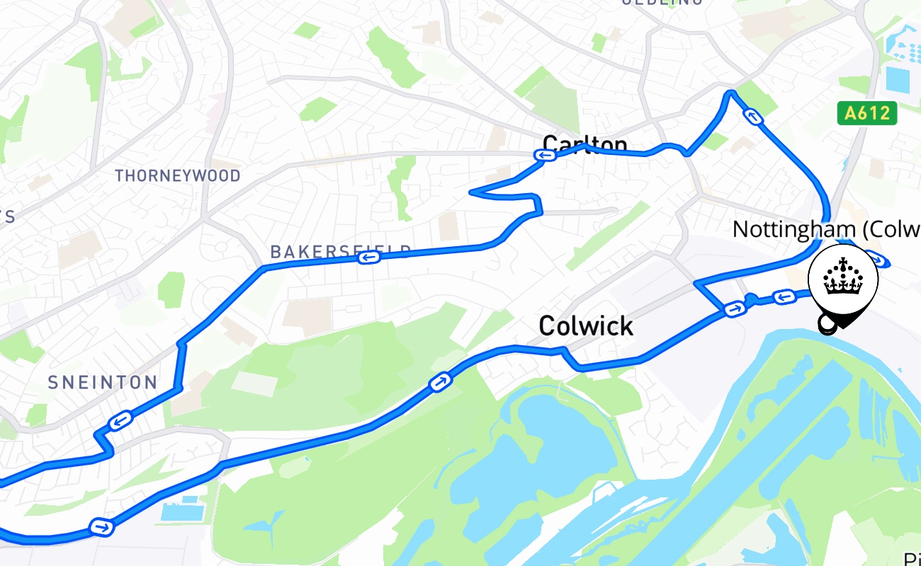 Nottingham (Colwick) 驾考路线 #1023 地图 - ENG 英国