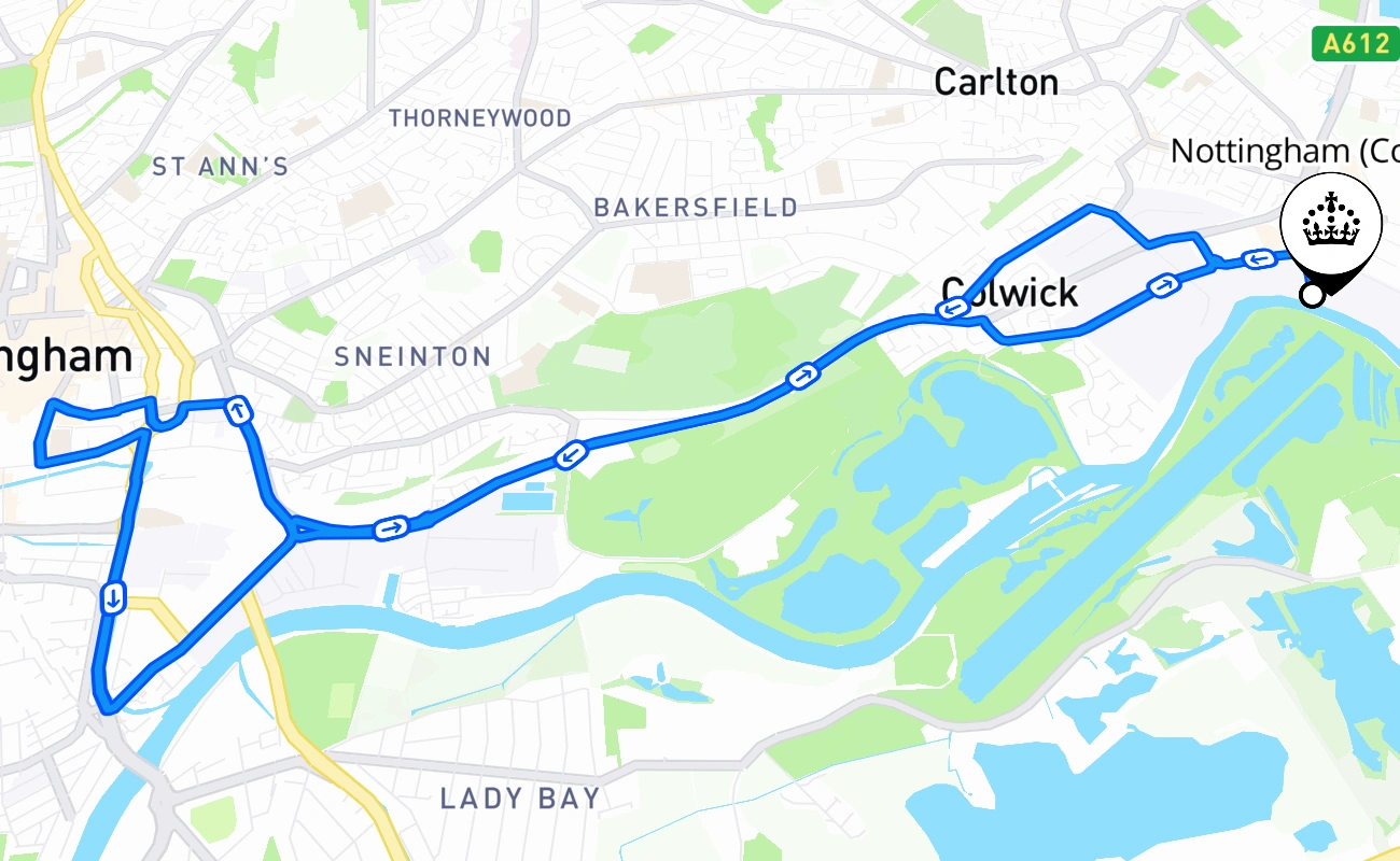Nottingham (Colwick) 驾考路线 #1035 地图 - ENG 英国