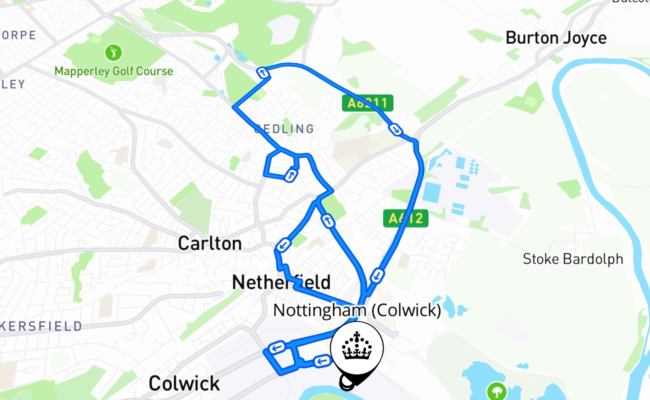 Nottingham (Colwick) 驾考路线 #1037 地图 - ENG 英国