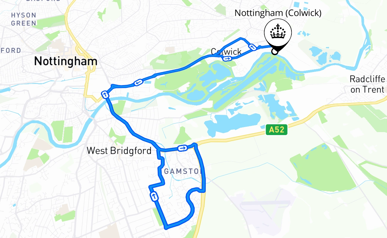 Nottingham (Colwick) 驾考路线 #1039 地图 - ENG 英国
