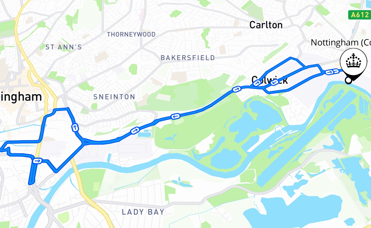Nottingham (Colwick) 驾考路线 #1042 地图 - ENG 英国