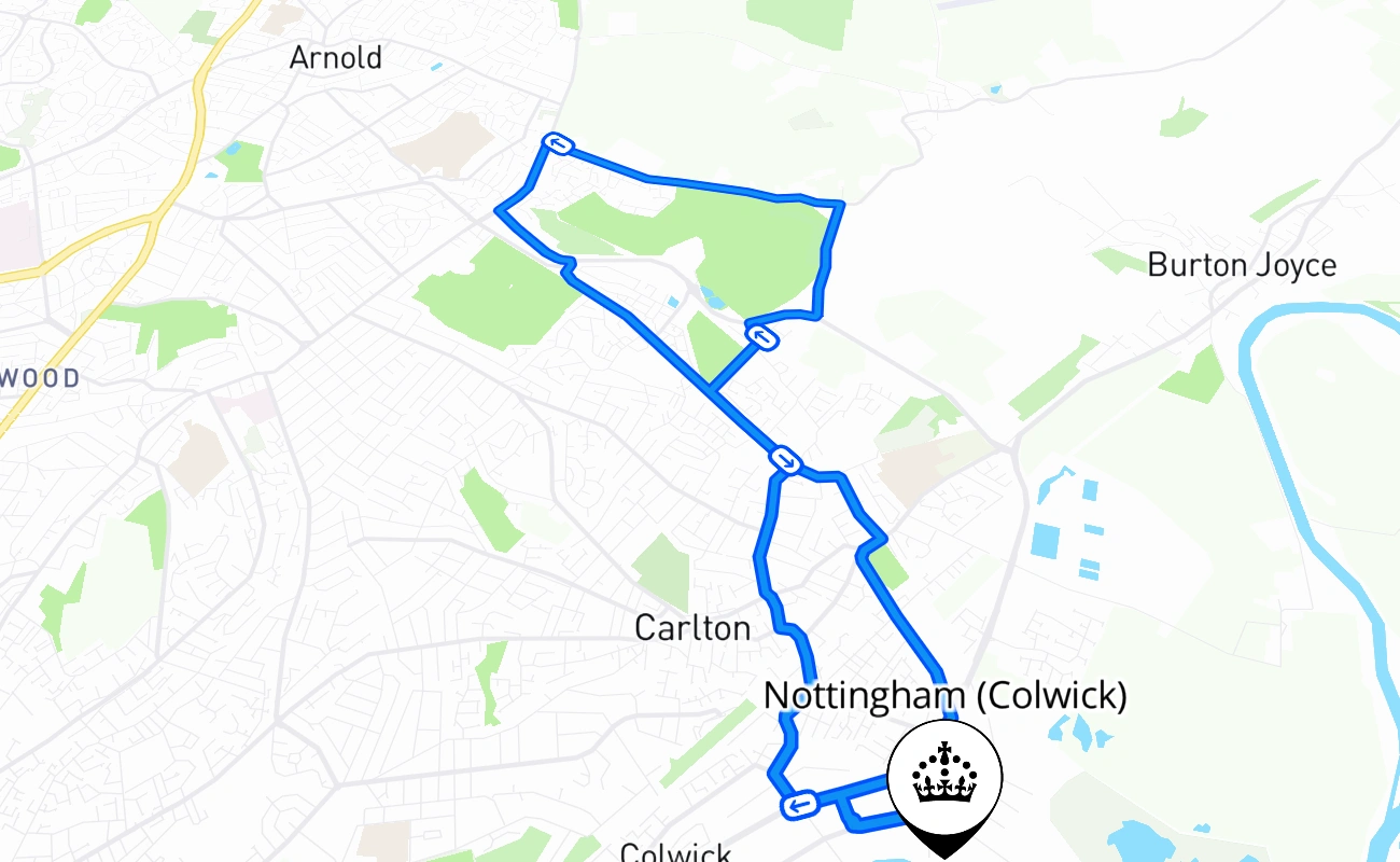 Nottingham (Colwick) 驾考路线 #2571 地图 - ENG 英国