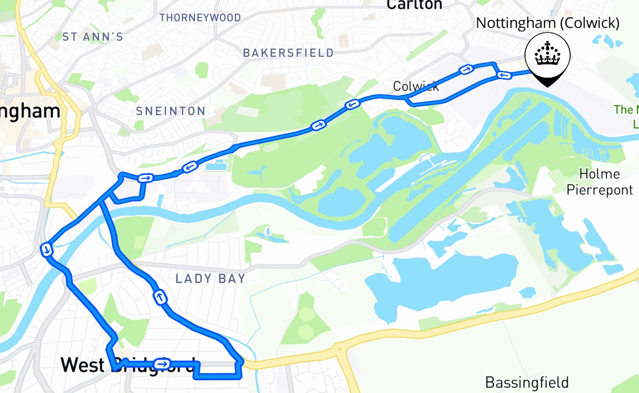 Nottingham (Colwick) 驾考路线 #2572 地图 - ENG 英国