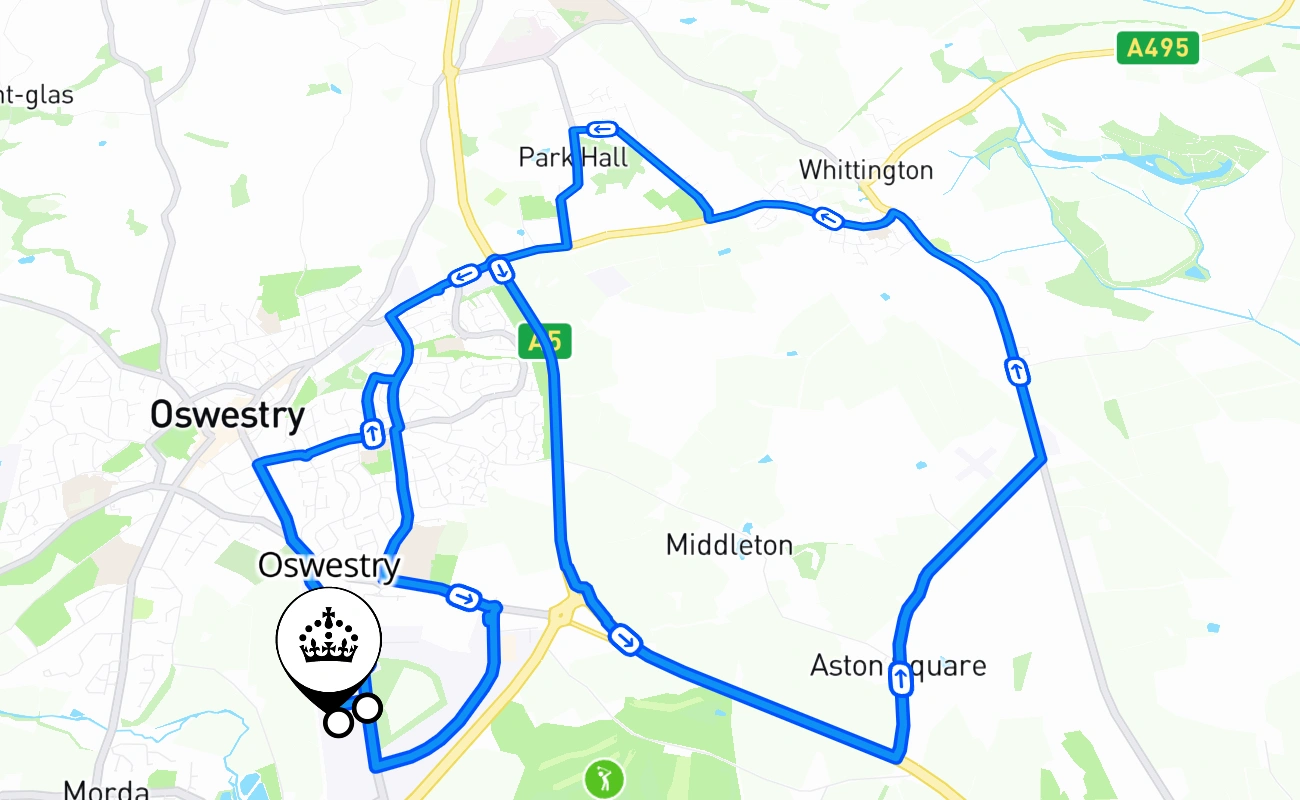 Oswestry 驾考路线 #2679 地图 - ENG 英国