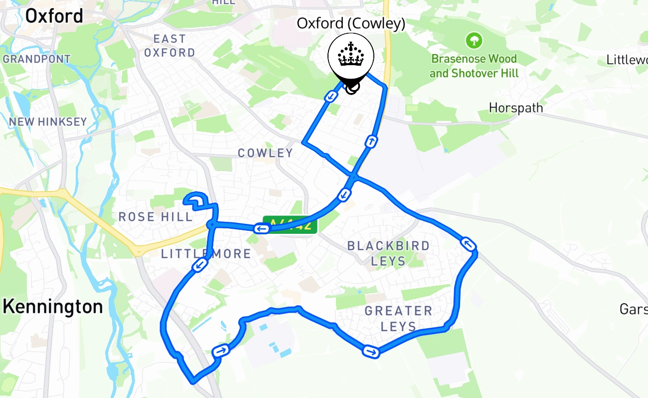 Oxford (Cowley) 驾考路线 #2637 地图 - ENG 英国