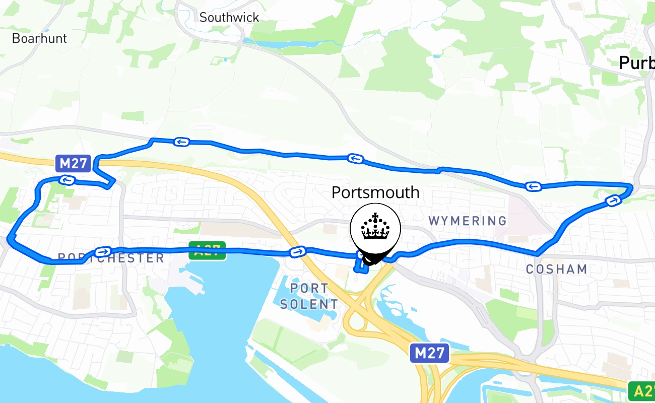 Portsmouth 驾考路线 #2546 地图 - ENG 英国