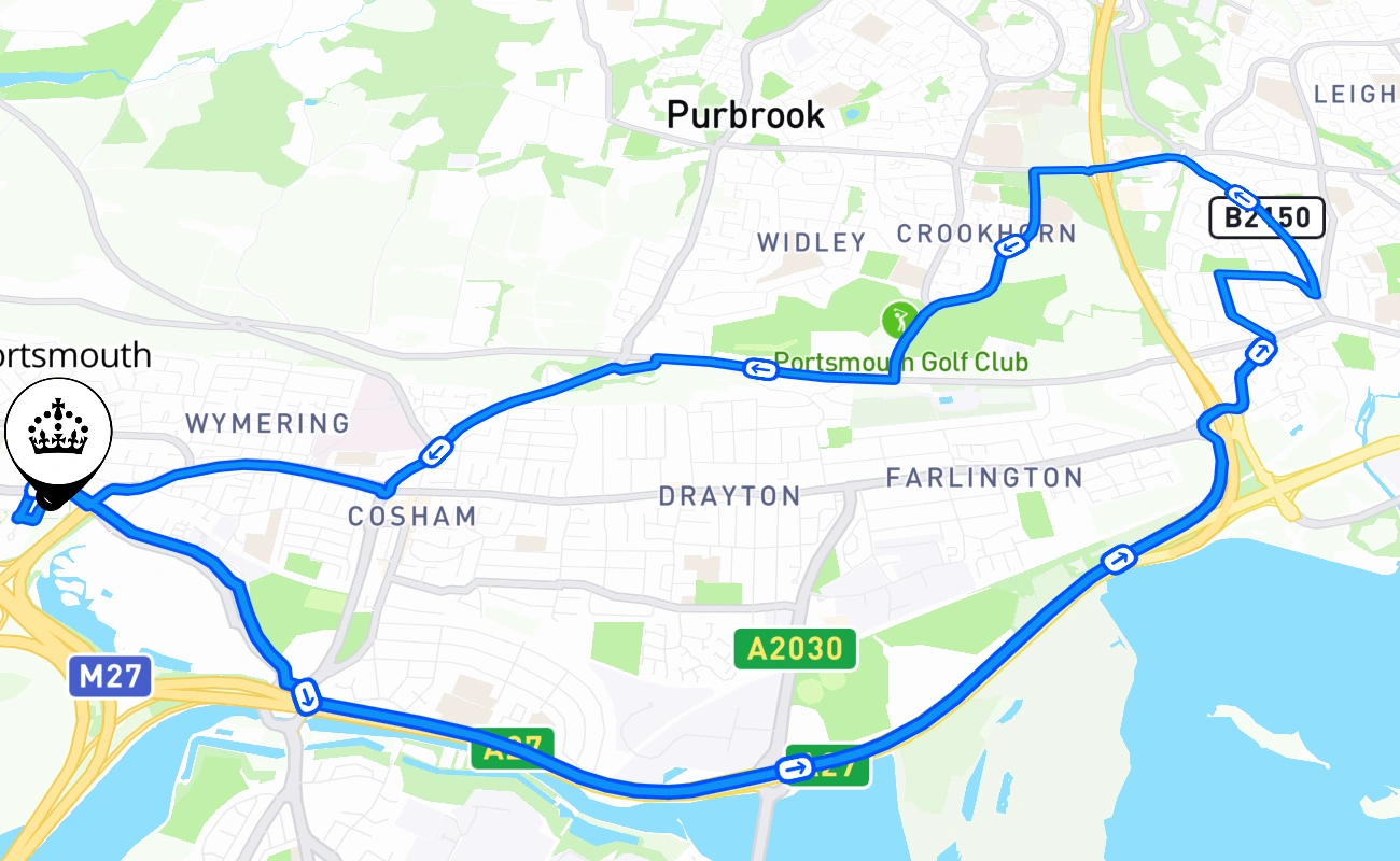 Portsmouth 驾考路线 #2548 地图 - ENG 英国