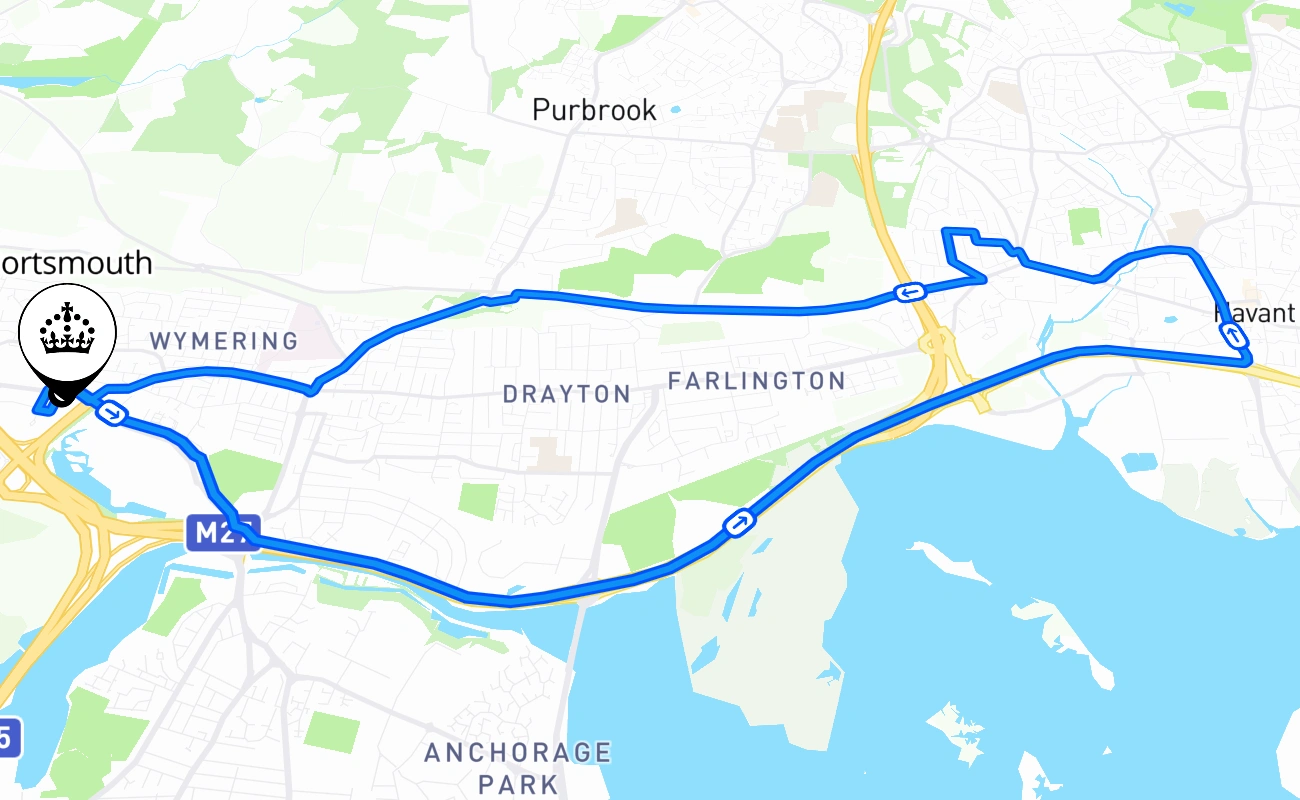Portsmouth 驾考路线 #2549 地图 - ENG 英国